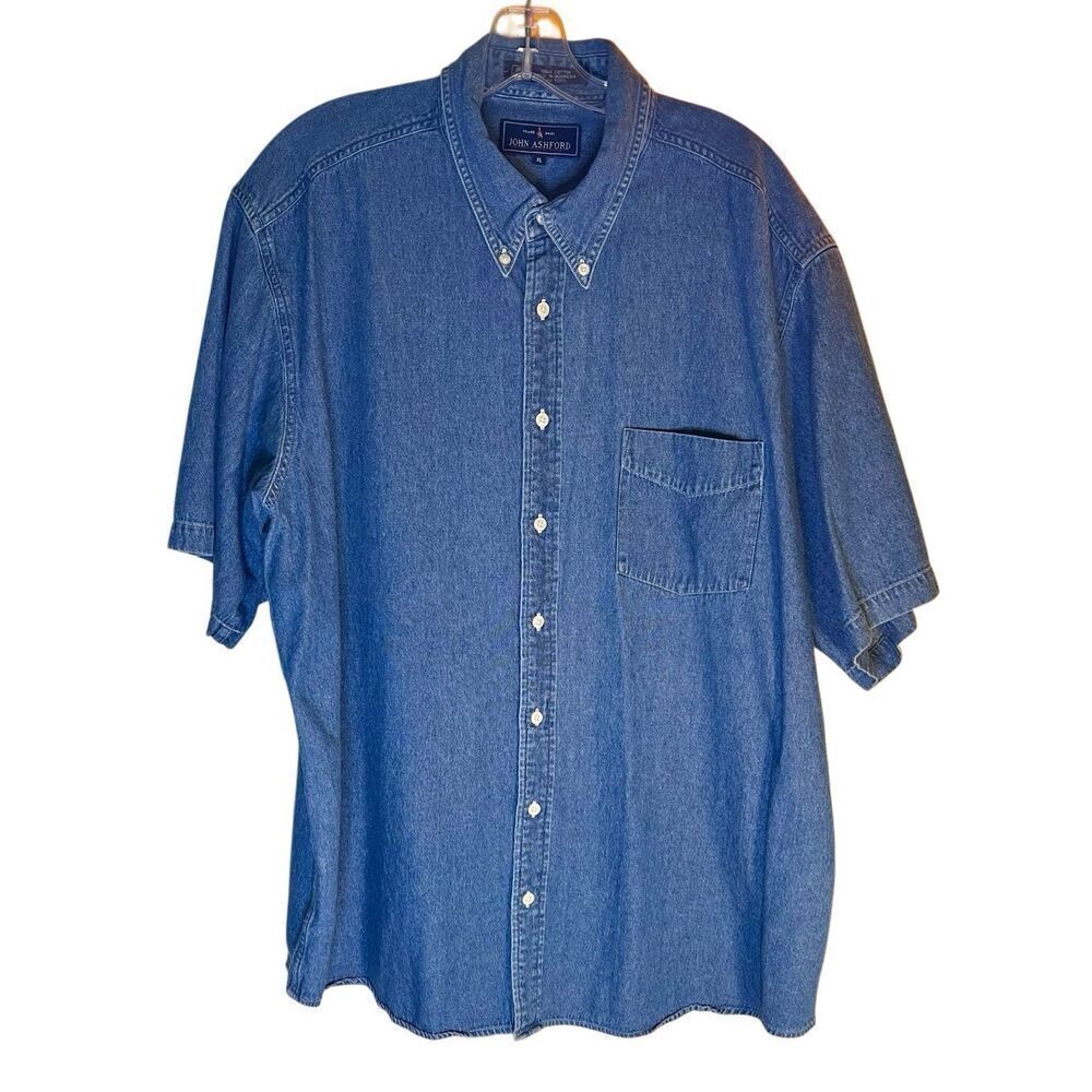 Vintage John Ashford Essentials XL Denim Short Sleeve Shirt